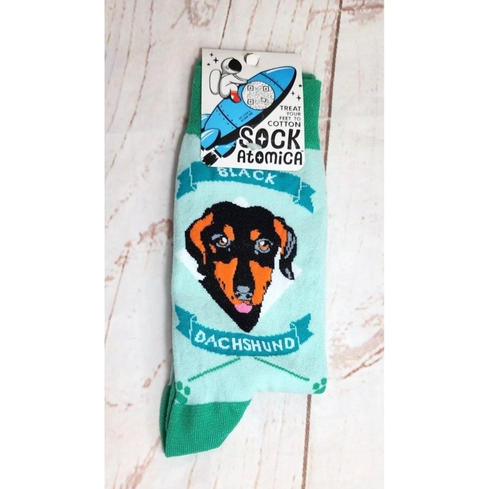 Sock Atomica Cotton Black Dachshund Pet Dog Graphic Novelty Socks - One Size Fit